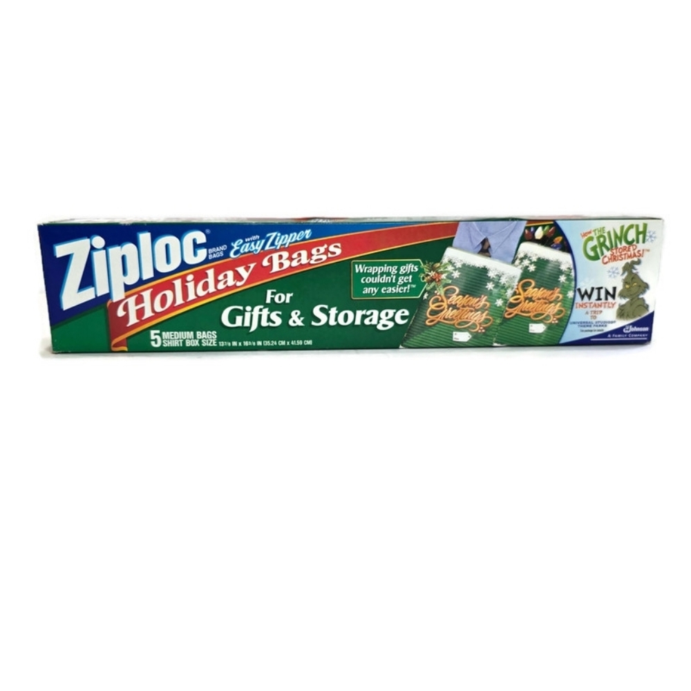 Ziploc Holiday Bags Medium Shirt Storage NOS 2000 Grinch Stole Christmas Promo